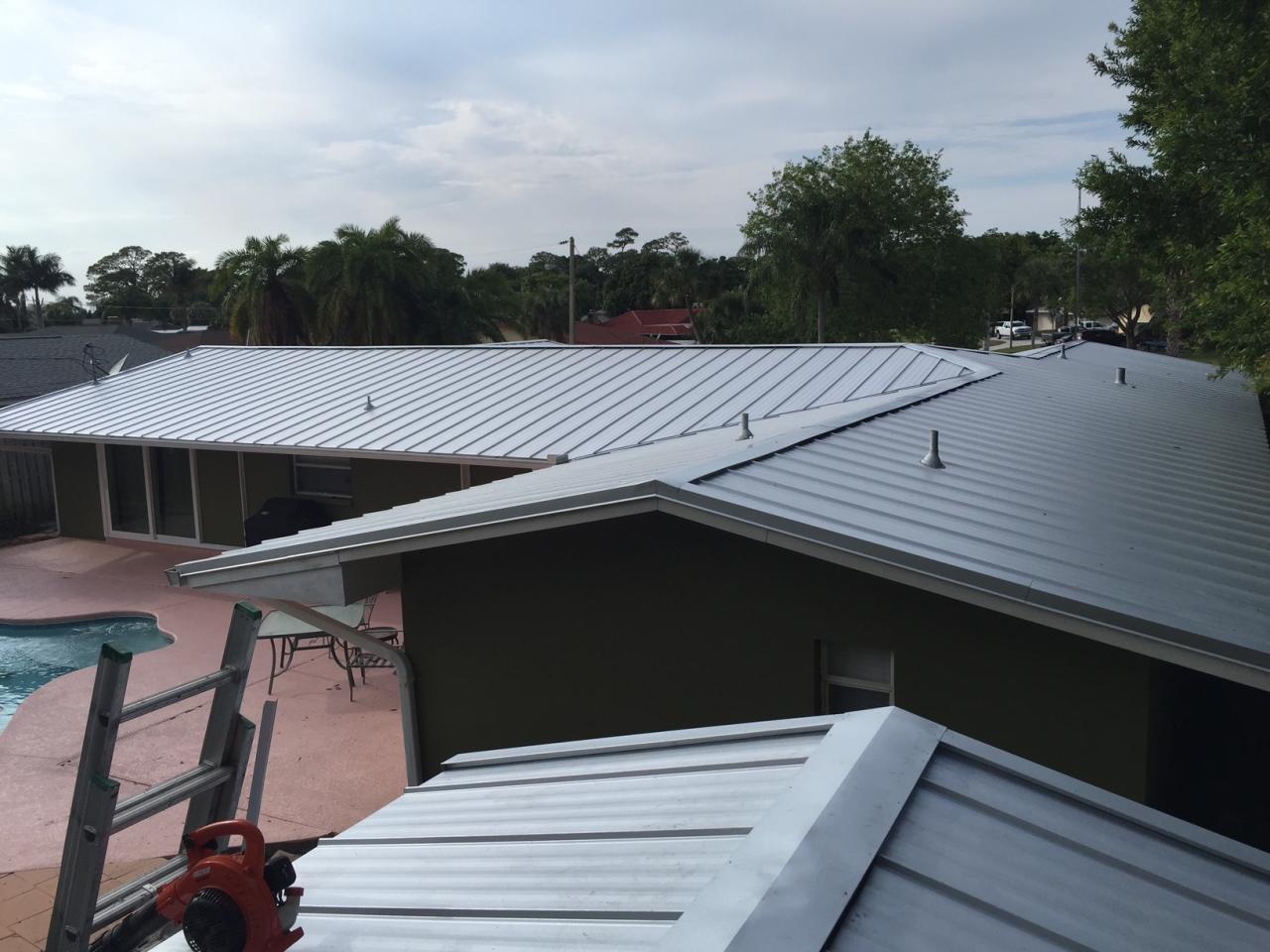 Striated metal roof