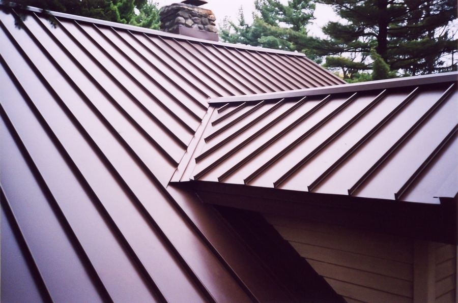 Striated standing seam metal roof